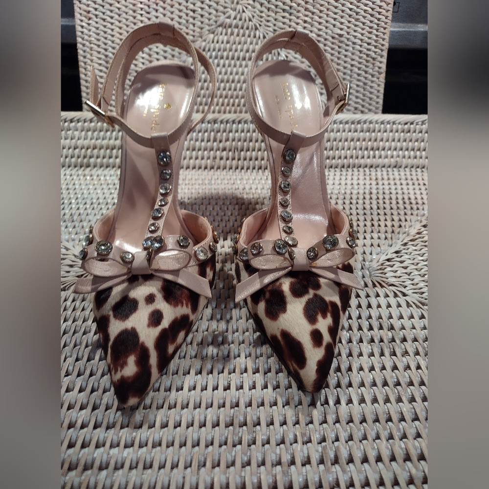 Kate Spade Leopard Calf Hair Heels Size 8 EUC - Picture 2 of 8